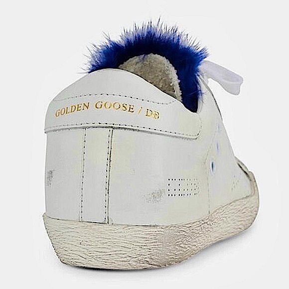 Golden Goose Deluxe Brand Superstar White & Blue Mink Fur Low Top Sneakers - Picture 8 of 16
